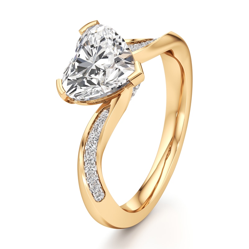 Main Image 4 of J'Lure Heart Brilliant-Cut Lab-Grown Diamond Bypass Engagement Ring 2-1/6 ct tw 18K Yellow Gold