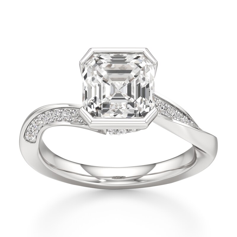 Main Image 1 of J'Lure Square-Emerald Step-Cut Lab-Created Diamond Bypass Engagement Ring 3-1/4 ct tw 18K White Gold