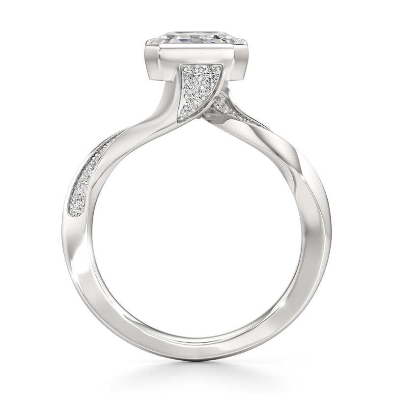 Main Image 2 of J'Lure Square-Emerald Step-Cut Lab-Created Diamond Bypass Engagement Ring 3-1/4 ct tw 18K White Gold