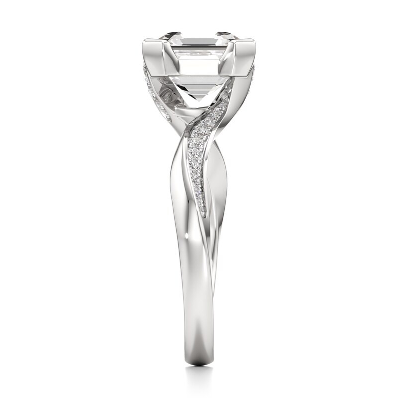 Main Image 3 of J'Lure Square-Emerald Step-Cut Lab-Created Diamond Bypass Engagement Ring 3-1/4 ct tw 18K White Gold