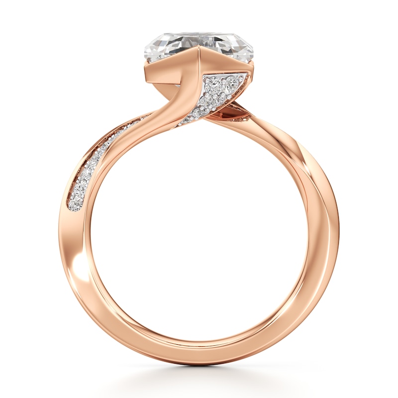 Main Image 2 of J'Lure Hexagon Step-Cut Lab-Created Diamond Bypass Engagement Ring 3-1/4 ct tw 18K Rose Gold