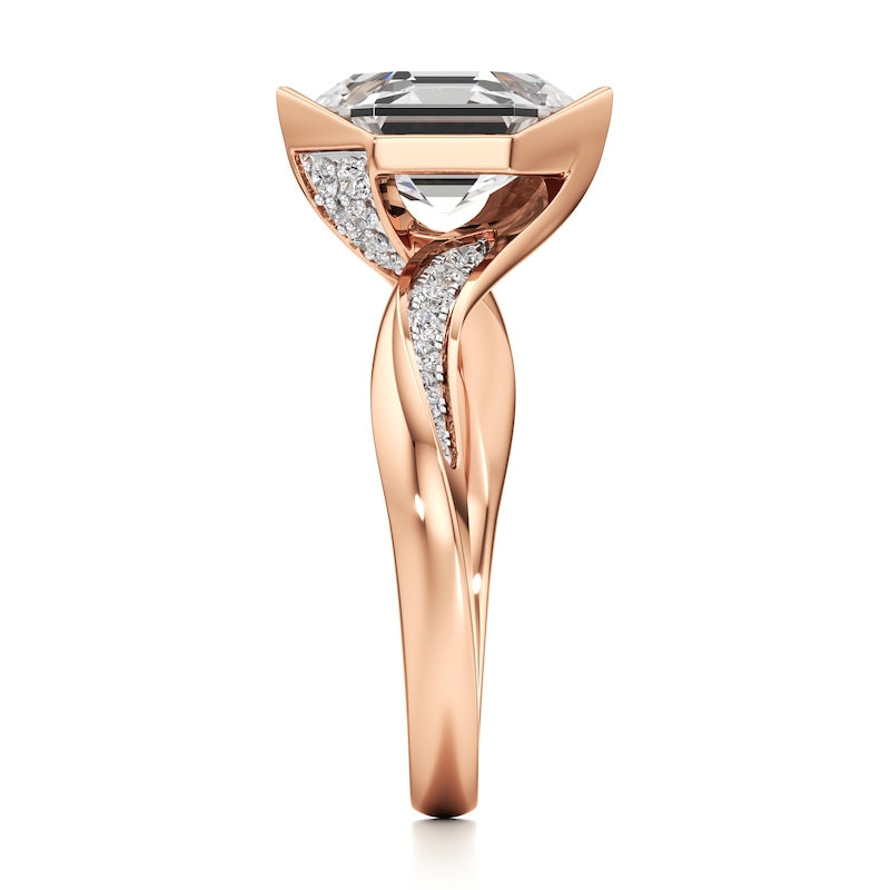 Main Image 3 of J'Lure Hexagon Step-Cut Lab-Created Diamond Bypass Engagement Ring 3-1/4 ct tw 18K Rose Gold