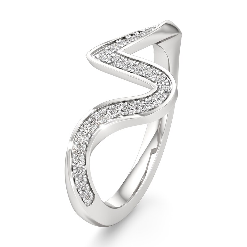 Main Image 4 of J'Lure Lab-Grown Diamond Contour Wedding Band 1/5 ct tw 18K White Gold