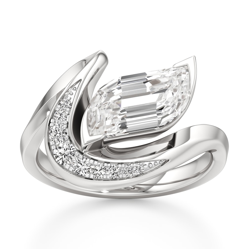 Main Image 1 of J'Lure Leaf Step-Cut Lab-Grown Diamond Engagement Ring 2 ct tw 18K White Gold