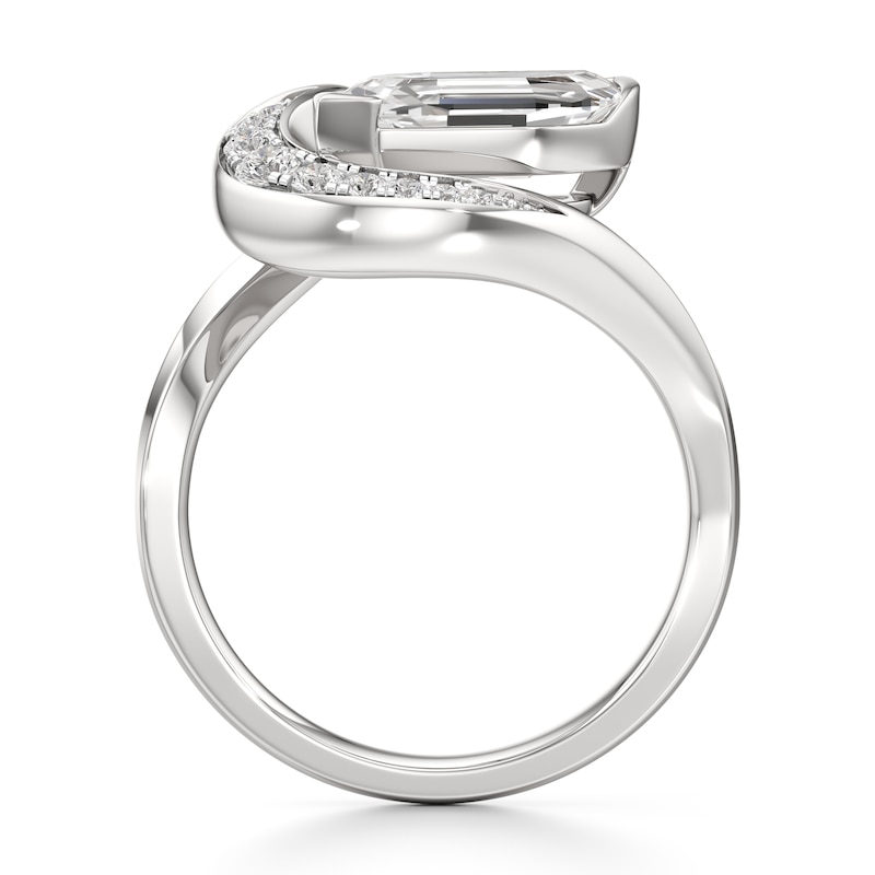 Main Image 2 of J'Lure Leaf Step-Cut Lab-Grown Diamond Engagement Ring 2 ct tw 18K White Gold