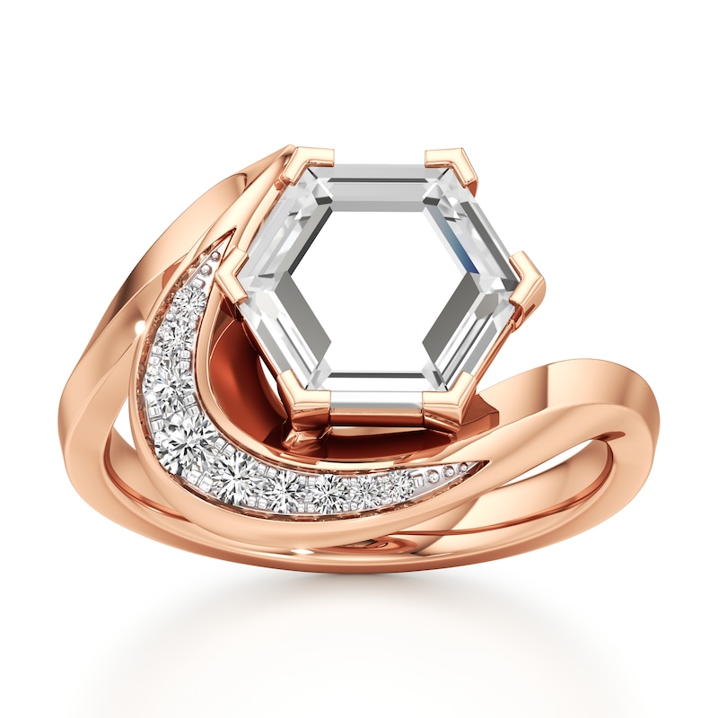 Main Image 1 of J'Lure Hexagon Portrait-Cut Lab-Grown Diamond Engagement Ring 2 ct tw 18K Rose Gold
