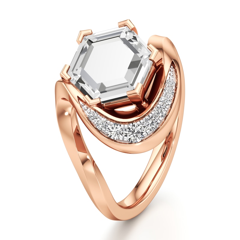 Main Image 4 of J'Lure Hexagon Portrait-Cut Lab-Grown Diamond Engagement Ring 2 ct tw 18K Rose Gold