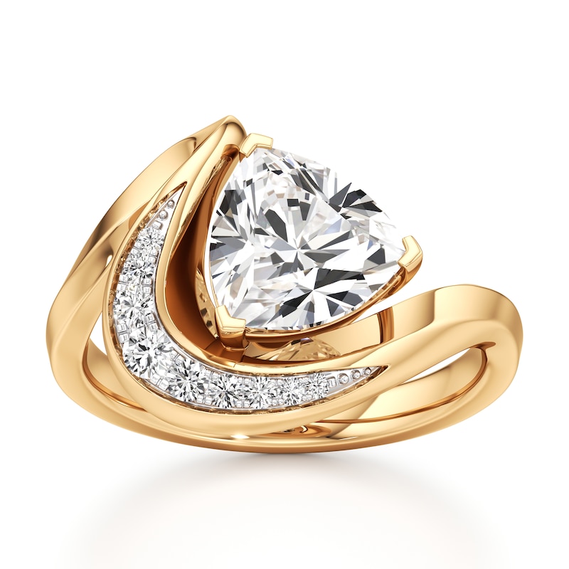 Main Image 1 of J'Lure Trillion Curved Brilliant-Cut Lab-Created Diamond Engagement Ring 3 ct tw 18K Yellow Gold