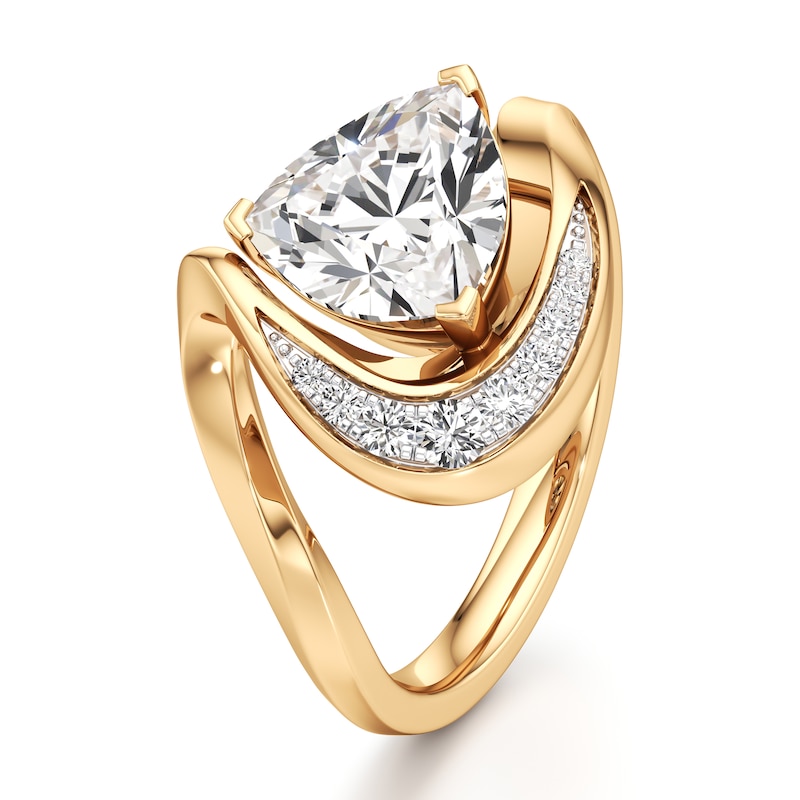 Main Image 4 of J'Lure Trillion Curved Brilliant-Cut Lab-Created Diamond Engagement Ring 3 ct tw 18K Yellow Gold