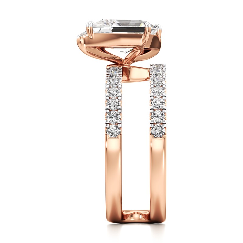 Main Image 3 of J'Lure Lozenge Step-Cut Lab-Grown Diamond Spiral Engagement Ring 2-5/8 ct tw 18K Rose Gold
