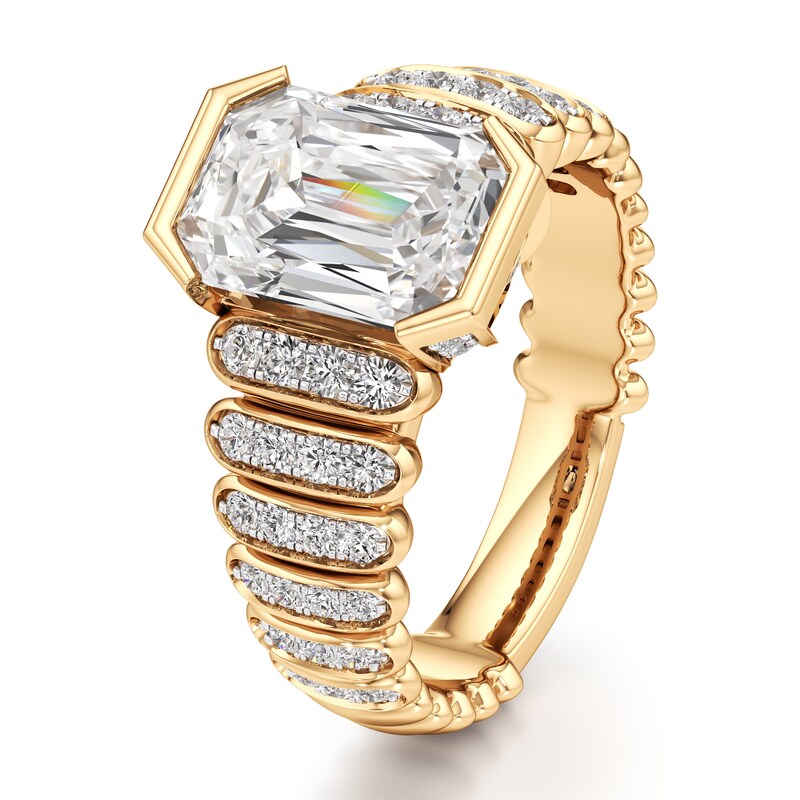 Main Image 4 of J'Lure Imperial-Emerald Step-Cut Lab-Grown Diamond Engagement Ring 3-1/2 ct tw 18K Yellow Gold