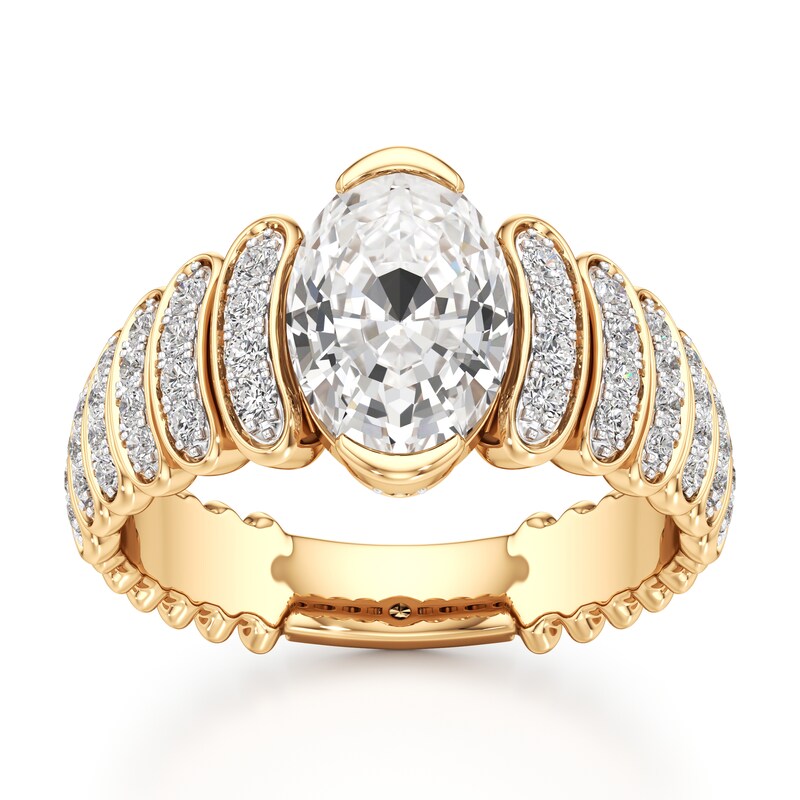 Main Image 1 of J'Lure Oval Step-Cut Lab-Created Diamond Engagement Ring 2-3/8 ct tw 18K Yellow Gold