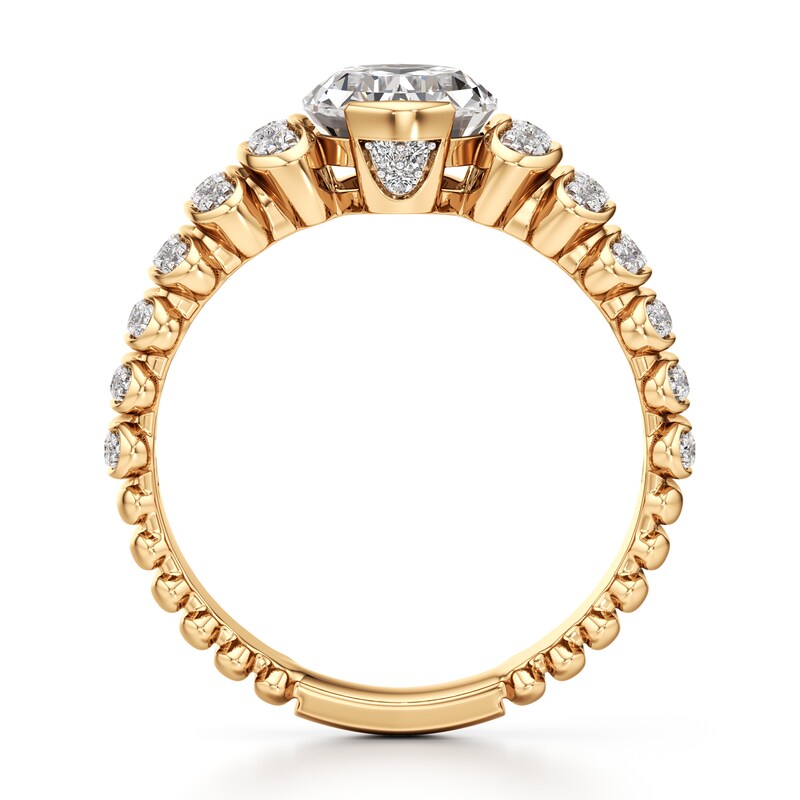 Main Image 2 of J'Lure Oval Step-Cut Lab-Created Diamond Engagement Ring 2-3/8 ct tw 18K Yellow Gold