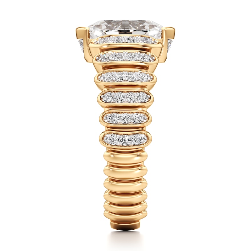 Main Image 3 of J'Lure Oval Step-Cut Lab-Created Diamond Engagement Ring 2-3/8 ct tw 18K Yellow Gold