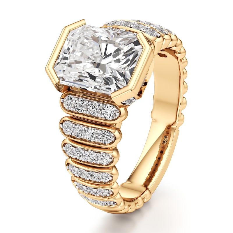Main Image 4 of J'Lure Radiant Brilliant-Cut Lab-Grown Diamond Engagement Ring 3-1/2 ct tw 18K Yellow Gold