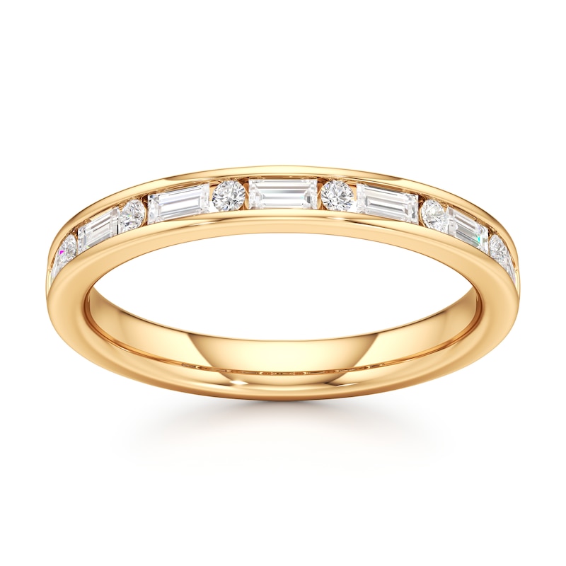 Main Image 1 of J'Lure Baguette & Round-Cut Lab-Created Diamond Wedding Band 3/8 ct tw 18K Yellow Gold