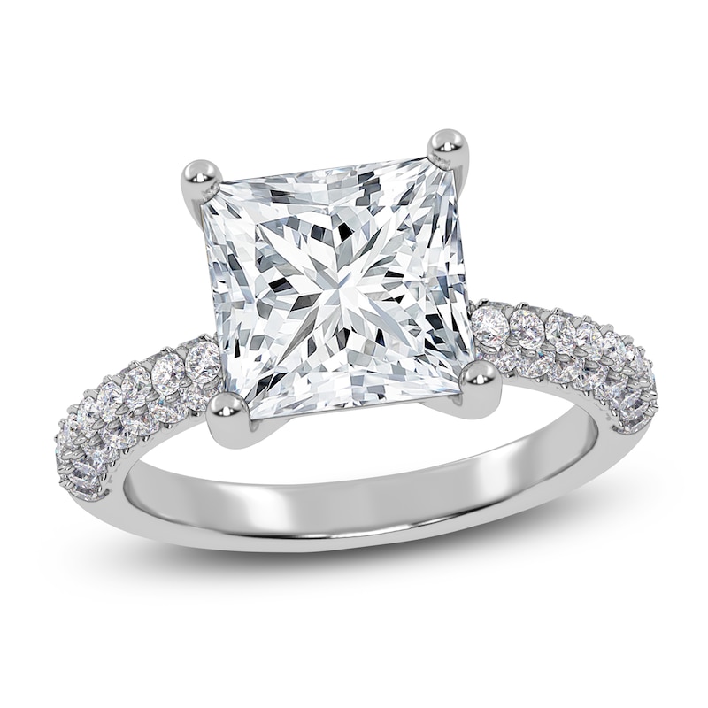 Main Image 1 of Princess-Cut Lab-Grown Diamond Engagement Ring 2-1/2 ct tw 14K White Gold