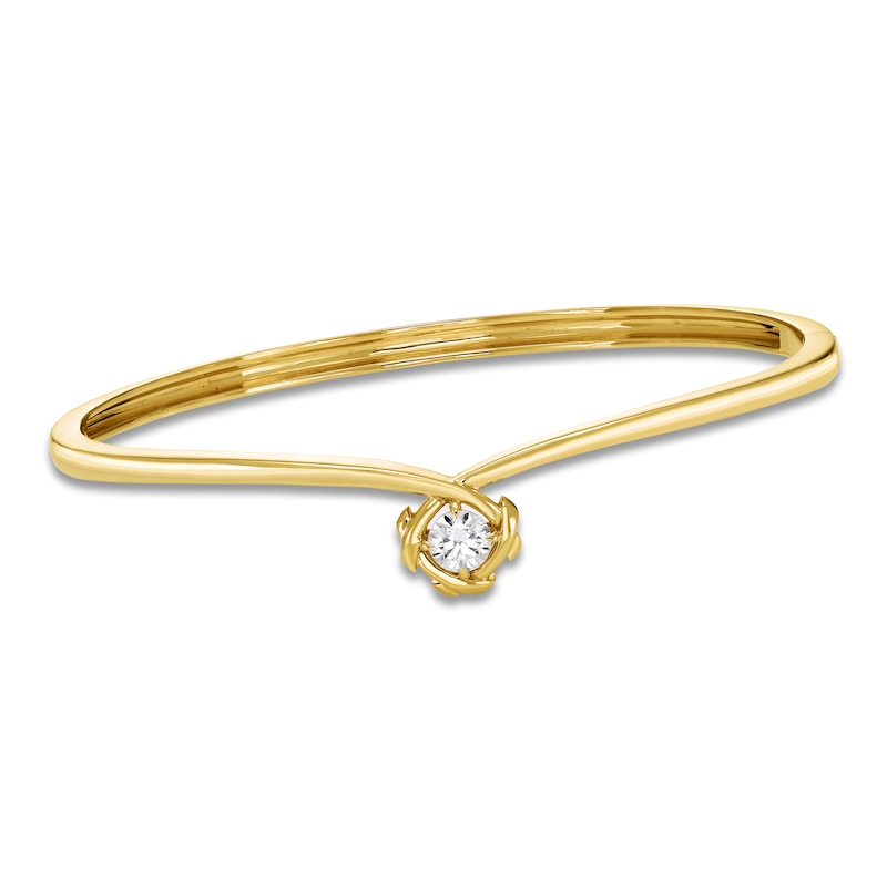 Main Image 1 of Unspoken Diamond Solitaire Bangle Bracelet 1/2 ct tw 14K Yellow Gold 7" (I1/I)