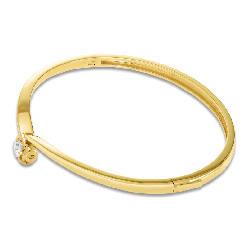 Main Image 2 of Unspoken Diamond Solitaire Bangle Bracelet 1/2 ct tw 14K Yellow Gold 7" (I1/I)