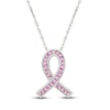 Thumbnail Image 1 of Pink Lab-Created Sapphire Ribbon Necklace Sterling Silver 18"