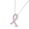 Thumbnail Image 2 of Pink Lab-Created Sapphire Ribbon Necklace Sterling Silver 18"