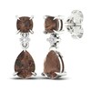 Thumbnail Image 3 of Natural Smoky Quartz Earrings 1/20 ct tw Diamonds 14K White Gold