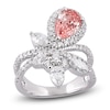 Thumbnail Image 1 of Pear-Shaped Pink Lab-Grown Diamond & White Lab-Grown Diamond Ring 3 ct tw 14K White Gold