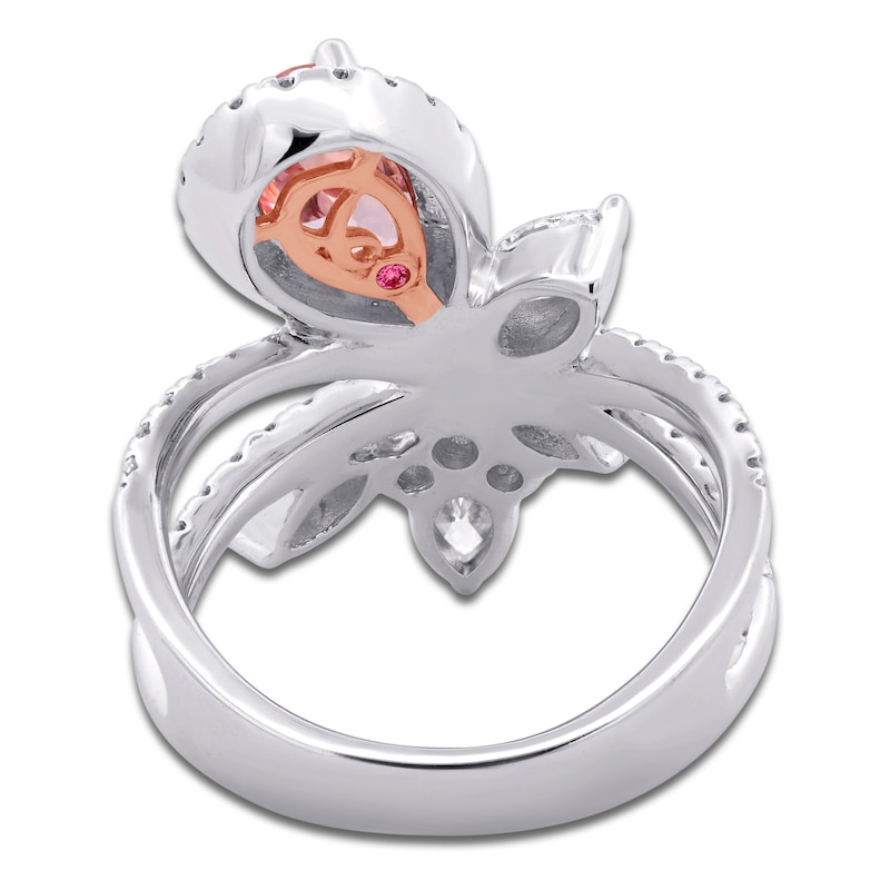 Main Image 5 of Pear-Shaped Pink Lab-Grown Diamond & White Lab-Grown Diamond Ring 3 ct tw 14K White Gold
