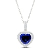 Thumbnail Image 1 of Heart-Shaped Blue Lab-Created Sapphire & White Lab-Created Sapphire Necklace Sterling Silver 18"