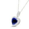 Thumbnail Image 2 of Heart-Shaped Blue Lab-Created Sapphire & White Lab-Created Sapphire Necklace Sterling Silver 18"