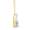 Thumbnail Image 2 of Oval-Cut Natural Aquamarine & Diamond Necklace 1/20 ct tw 10K Yellow Gold 18"