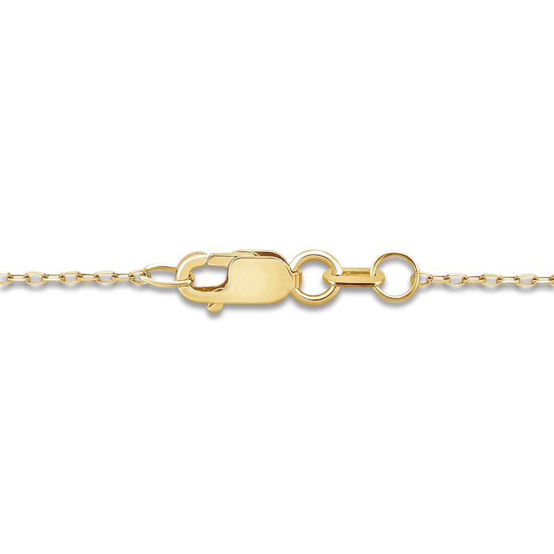Main Image 4 of Oval-Cut Natural Aquamarine & Diamond Necklace 1/20 ct tw 10K Yellow Gold 18"