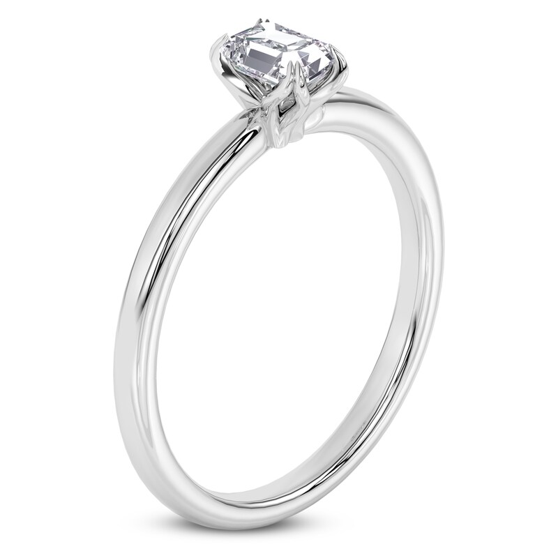 Main Image 2 of Certified Emerald-Cut Diamond Solitaire Engagement Ring 1/2 ct tw 14K White Gold (I1/I)