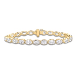 Oval-Cut Lab-Grown Diamond Tennis Bracelet 14-3/8 ct tw 10K Yellow Gold 7"