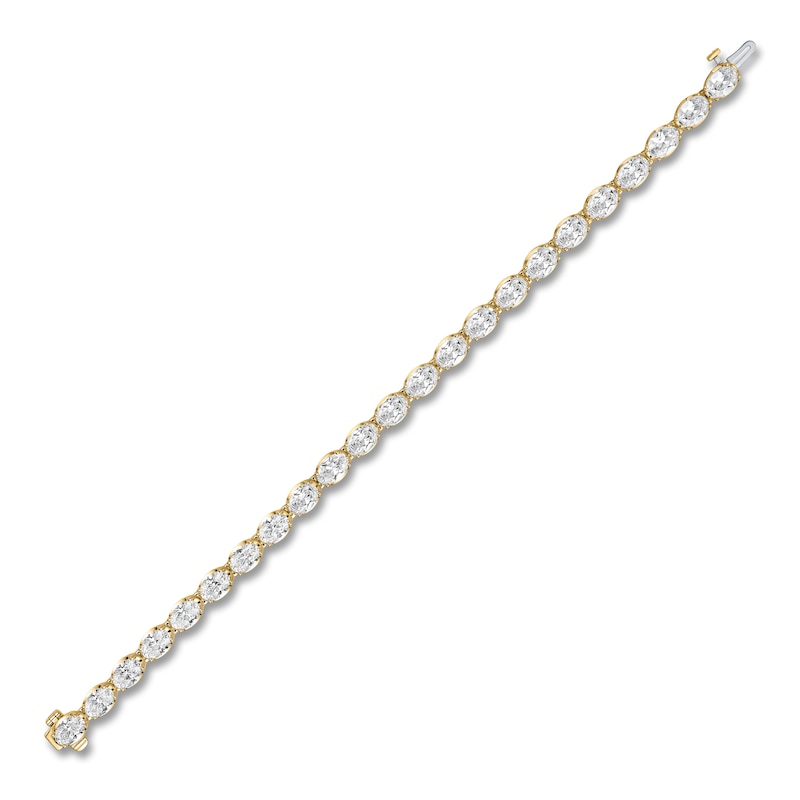 Main Image 2 of Oval-Cut Lab-Grown Diamond Tennis Bracelet 14-3/8 ct tw 10K Yellow Gold 7"