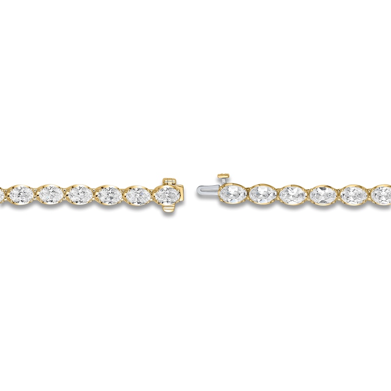 Main Image 3 of Oval-Cut Lab-Grown Diamond Tennis Bracelet 14-3/8 ct tw 10K Yellow Gold 7"
