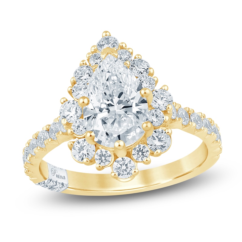 Main Image 1 of Pnina Tornai Pear-Shaped Lab-Grown Diamond Halo Engagement Ring 2-1/2 ct tw 14K Yellow Gold