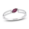 Thumbnail Image 1 of Marquise-Cut Natural Ruby & Diamond Ring 1/10 ct tw 14K White Gold