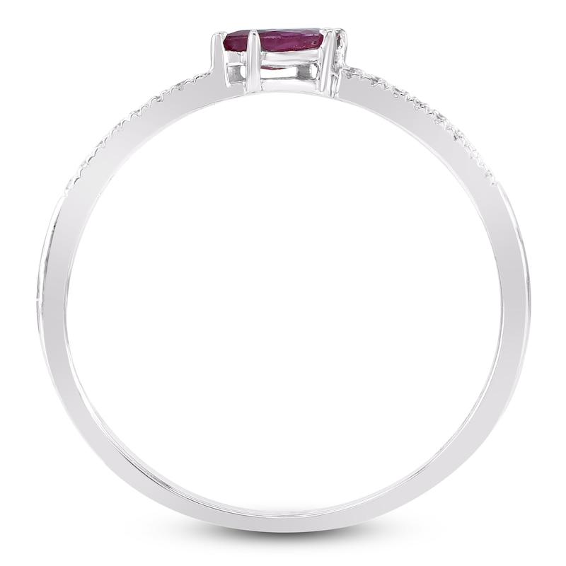 Main Image 2 of Marquise-Cut Natural Ruby & Diamond Ring 1/10 ct tw 14K White Gold