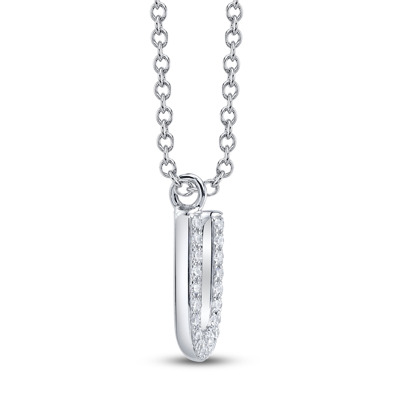 Main Image 2 of Shy Creation Diamond Letter U Pavé Necklace 1/15 ct tw 14K White Gold 18" SC55028331-U