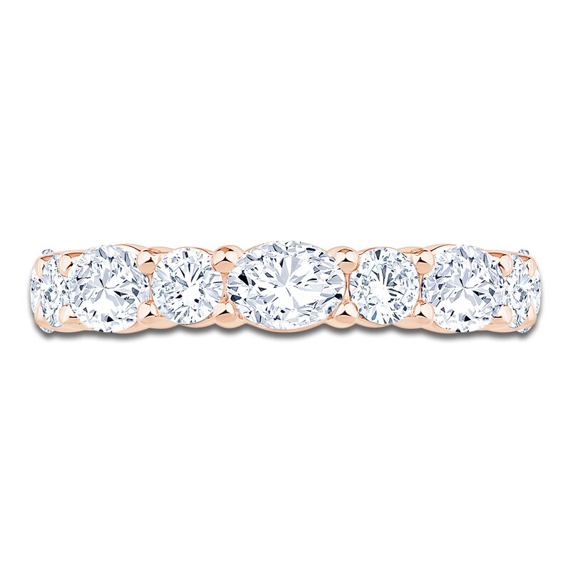 Main Image 3 of Oval & Round-Cut Lab-Grown Diamond Alternating Anniversary Ring 2-1/2 ct tw 14K Rose Gold
