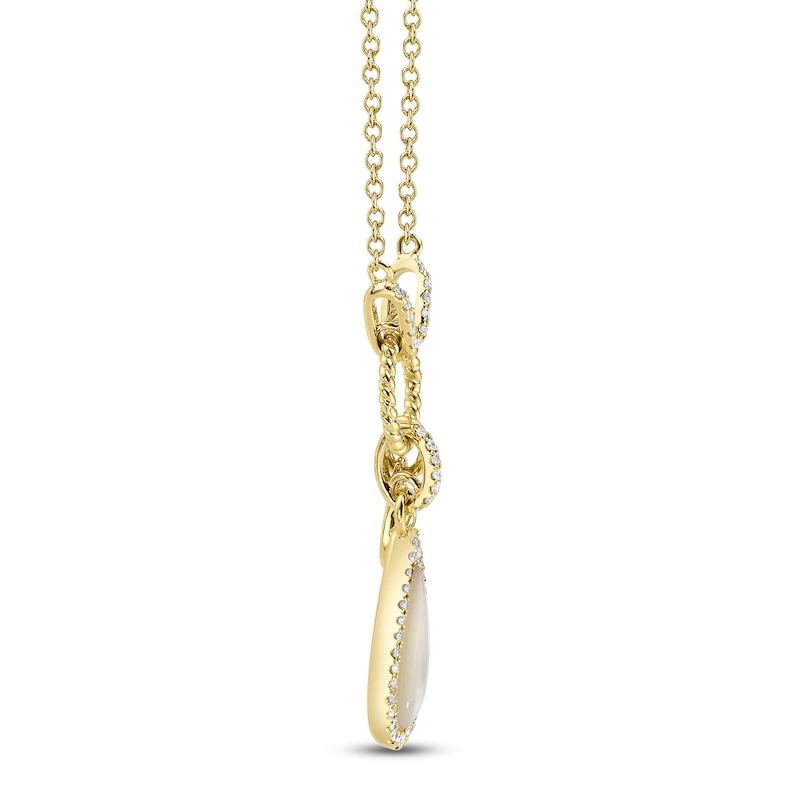 Main Image 2 of Shy Creation Natural Mother-of-Pearl & Diamond Teardrop Necklace 1/8 ct tw 14K Yellow Gold 18" SC55028258