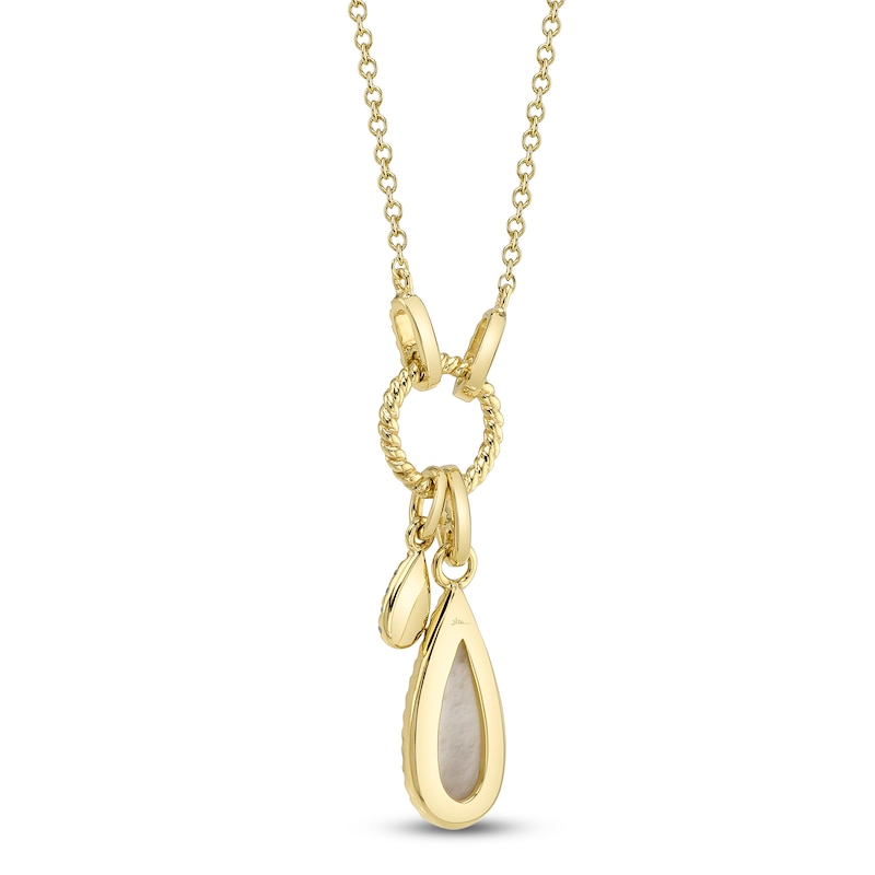 Main Image 3 of Shy Creation Natural Mother-of-Pearl & Diamond Teardrop Necklace 1/8 ct tw 14K Yellow Gold 18" SC55028258