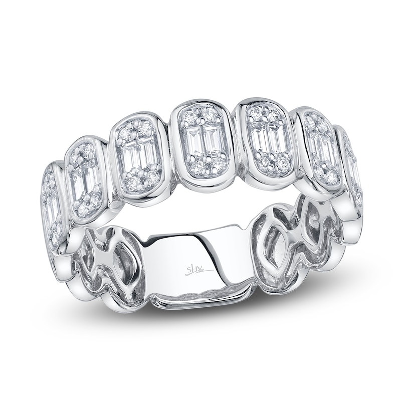 Main Image 1 of Shy Creation Baguette & Round-Cut Multi-Diamond Ring 3/8 ct tw 14K White Gold SC55027027