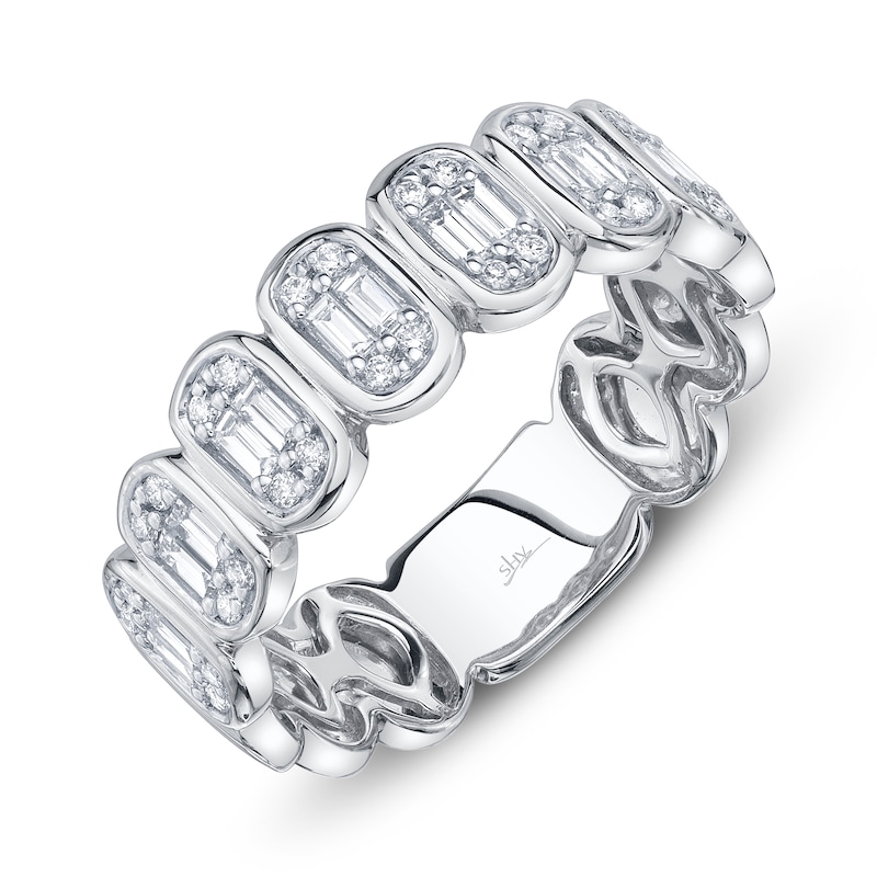 Main Image 2 of Shy Creation Baguette & Round-Cut Multi-Diamond Ring 3/8 ct tw 14K White Gold SC55027027
