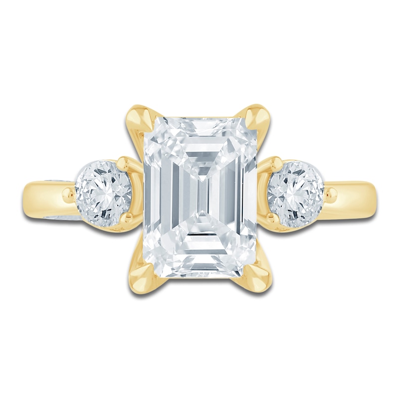 Main Image 3 of Pnina Tornai Emerald-Cut Lab-Grown Diamond Three-Stone Engagement Ring 2-5/8 ct tw 14K Yellow Gold