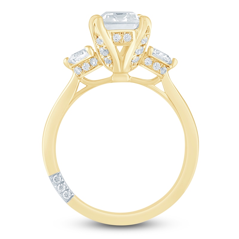 Main Image 4 of Pnina Tornai Emerald-Cut Lab-Grown Diamond Three-Stone Engagement Ring 2-5/8 ct tw 14K Yellow Gold
