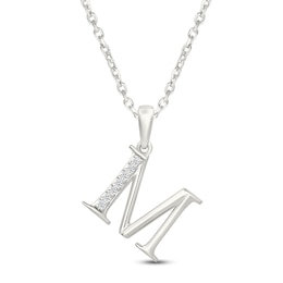 Diamond Initial M Necklace 1/20 ct tw 10K White Gold 18"