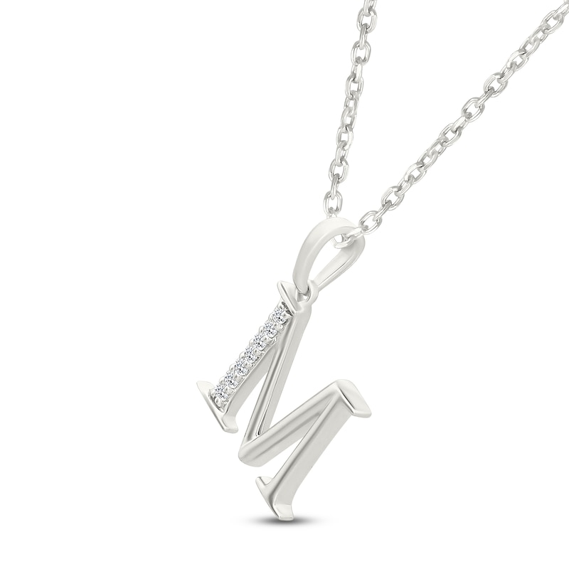 Main Image 2 of Diamond Initial M Necklace 1/20 ct tw 10K White Gold 18"