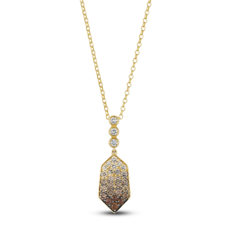 Main Image 1 of Le Vian Chocolate Ombré Diamond Kite Necklace 7/8 ct tw 14K Honey Gold 19"